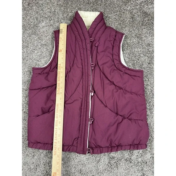 Vintage Puffer Vest Womens Large Quilted Button Front Sleeveless Winter 80s - Picture 9 of 10